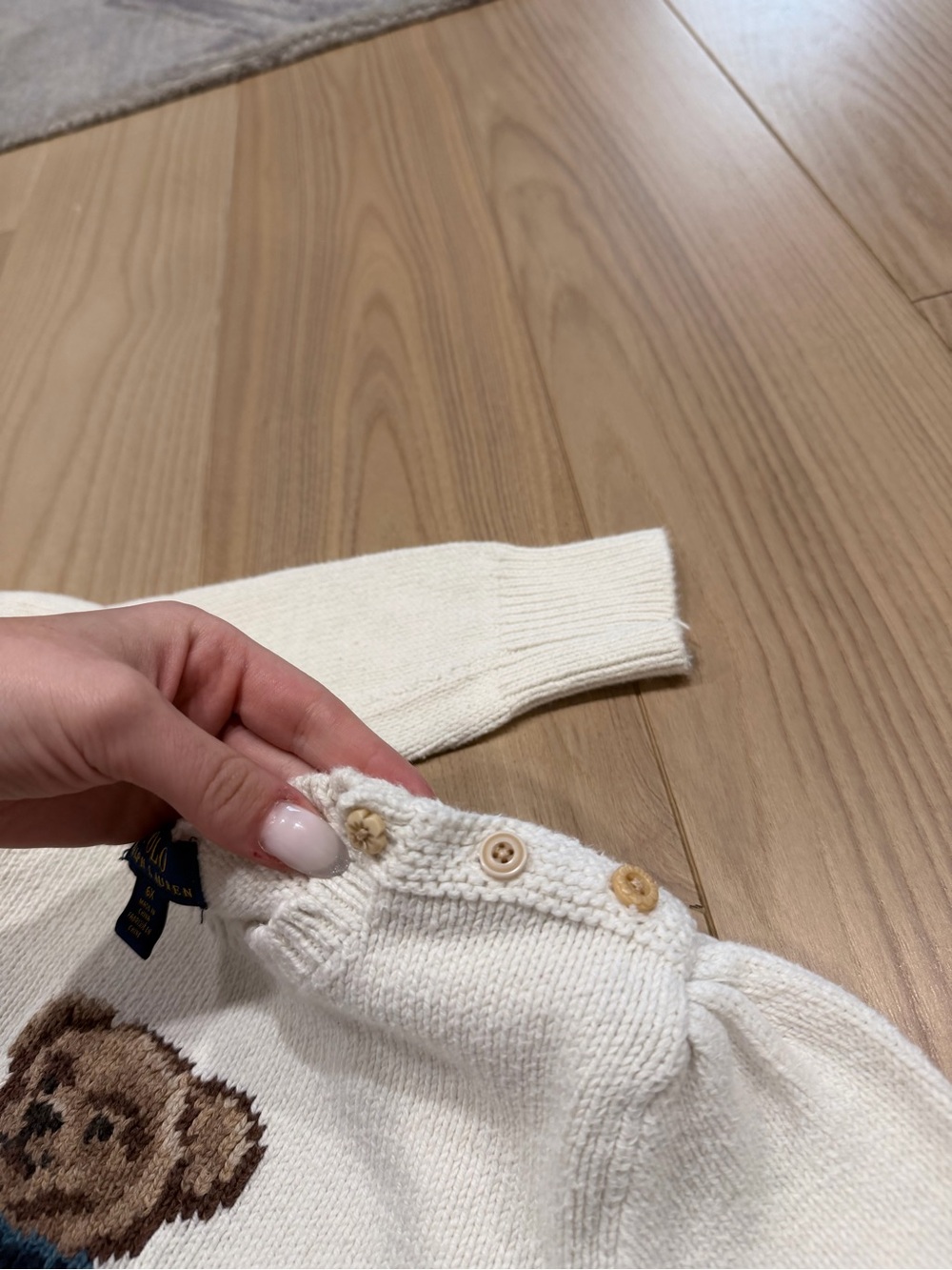 Polo Ralph Lauren WHITE Knit Sweater “Polo Bear Cotton Sweater” - Picture 8 of 8